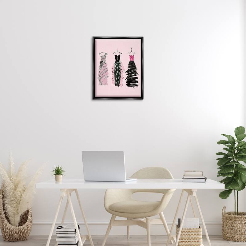 Stupell Abstract Fashion Gowns Framed Floater Canvas Wall Art Design By Sally Swatland