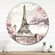 preview thumbnail 7 of 8, Designart 'Eiffel with Pink Flowers' Oversized French Country Wall CLock