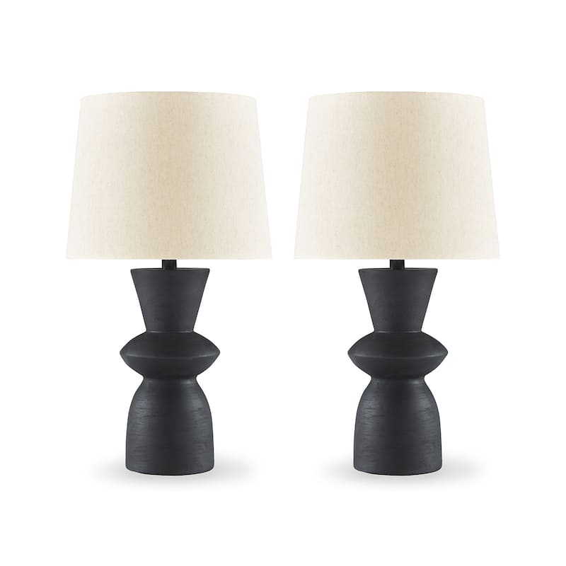 Signature Design by Ashley Scarbot Distressed Black Table Lamp (Set of 2) - 13.5" W x 13.5" D x 26" H