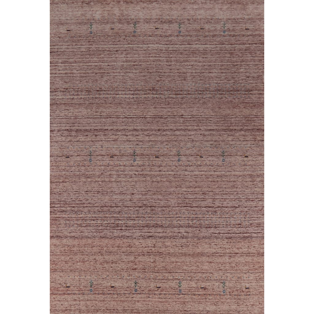 Hand Knotted Oriental 100% Wool Carpet Tribal Animal Pictorial Pink Gabbeh Area Rug - 10' 8'' X 7' 9''