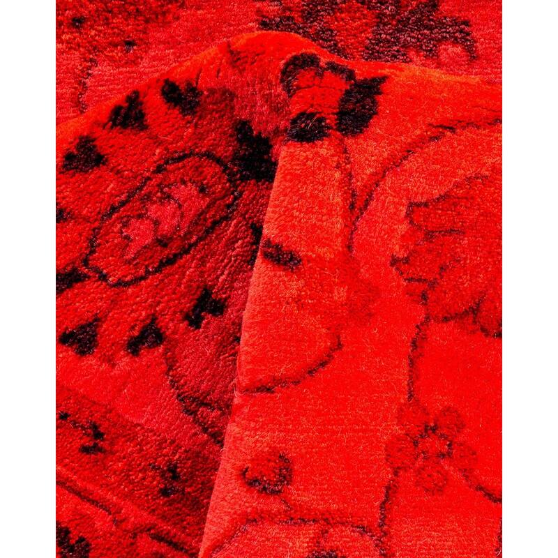 Overton Hand Knotted Wool Vintage Inspired Modern Contemporary Overdyed Pink Area Rug - 3' 4" x 5' 6"