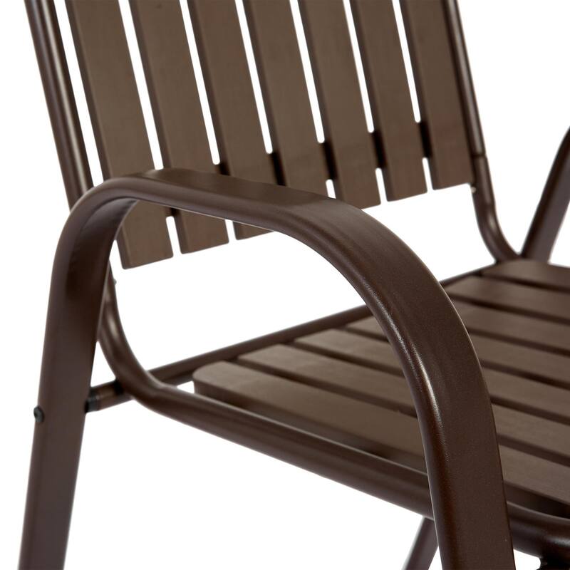 5 Piece Outdoor Dining Table Set, All Weather Outdoor Table and Chairs Set with Square Metal Dining Table with Plastic Chair