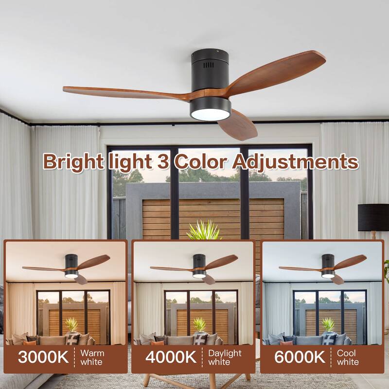 52 Inch Reversible Ceiling Fan Dimmable Light with Remote 6 Speed Silent DC Motor Memory Function