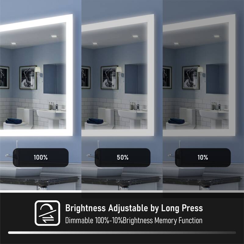 Bathroom Wall Mounted Frameless LED Mirror Super Bright Light With Anti-Fog (Horizontal/Vertical)