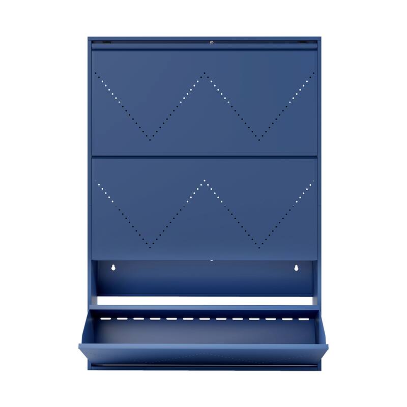 Moasis 3-Drawer Flip-Down Shoe Storage Cabinet, Wall-Mounted Metal Organizer