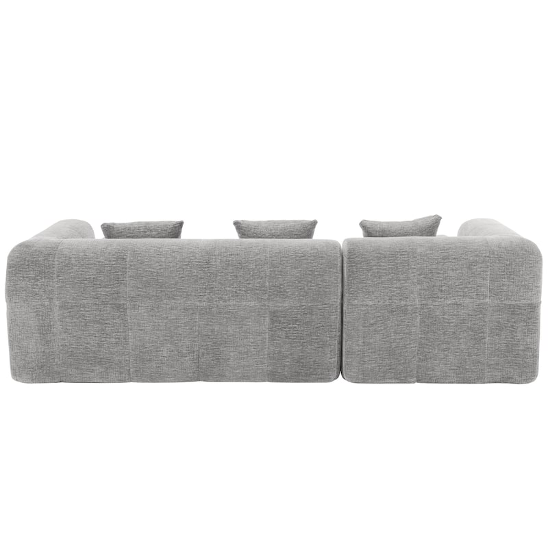 101.2" Chenille Sectional Sofa Full Compressed Sofa Modular Sofa Couch with 2 Side Pockets, Free Combined Sofa