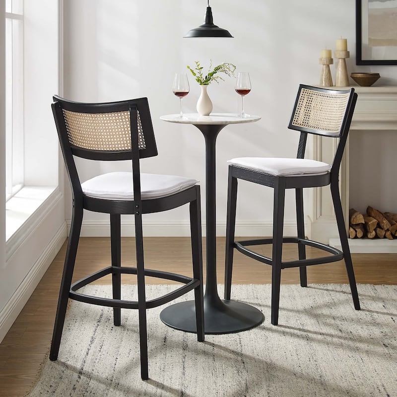 Caledonia Wood Bar Stools - Set of 2 - Black White
