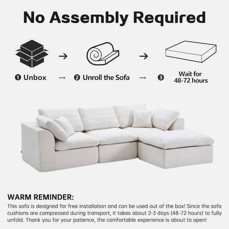 L-Shaped Chenille Sectional Sofa with Chaise Lounge, Living Room Modular Leisure Couch Chenille Sleeper Sofa