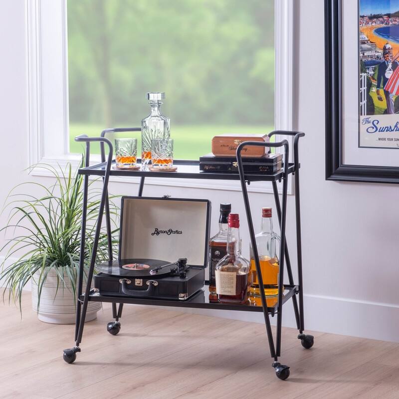 Rosa Mid-Century 2-Teir Rolling Metal Bar Cart