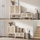 preview thumbnail 3 of 14, Boho Farmhouse Rattan Shoe Bench with Hidden Storage - Safety Hinged Lift Top Chest for Hallway & Living Room - 1-Piece