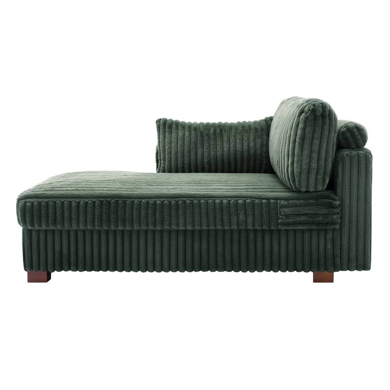 42" W Plush Corduroy Upholstered Chaise Lounge Sleeper for Living