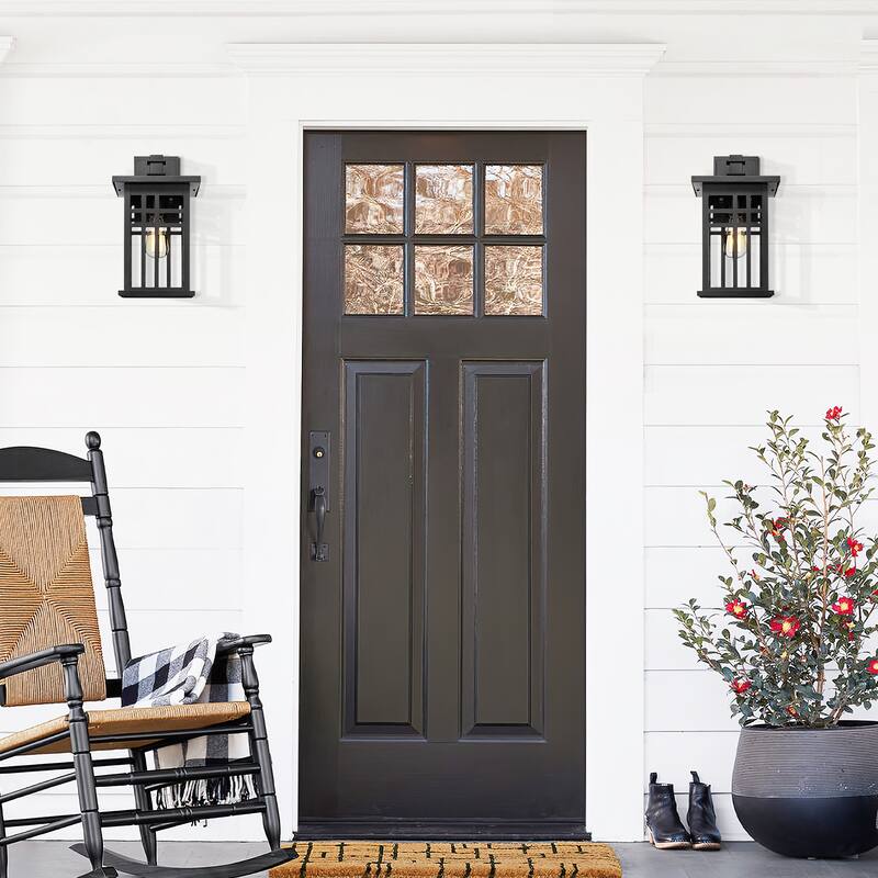 Modern Farmhouse Outdoor Wall Light with Clear Glass for Front Porch