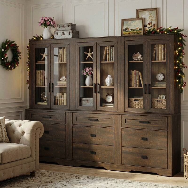 3 Tier Bookcase with Drawer,73.3" Tall Floor Standing Bookshelf