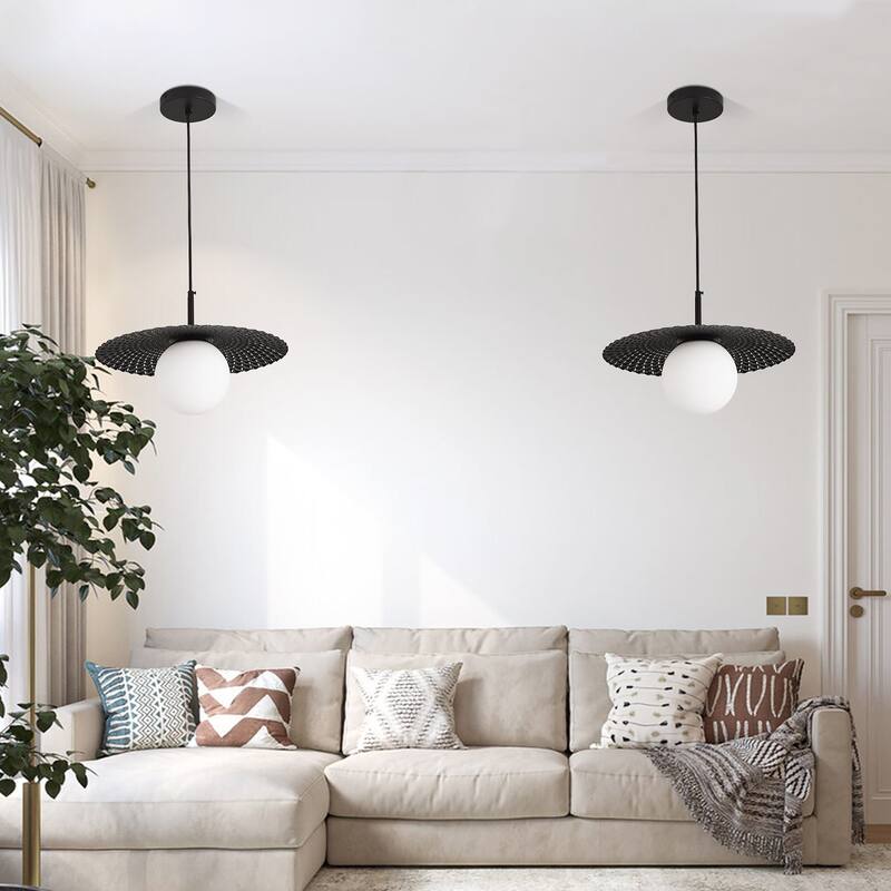 1-Light Glass Globe Pendant Light