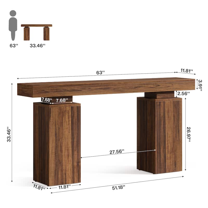 Wooden Console Table, Long Sofa & Entryway Table, Foyer Stand Entry Station for Hallway Living Room Entrance