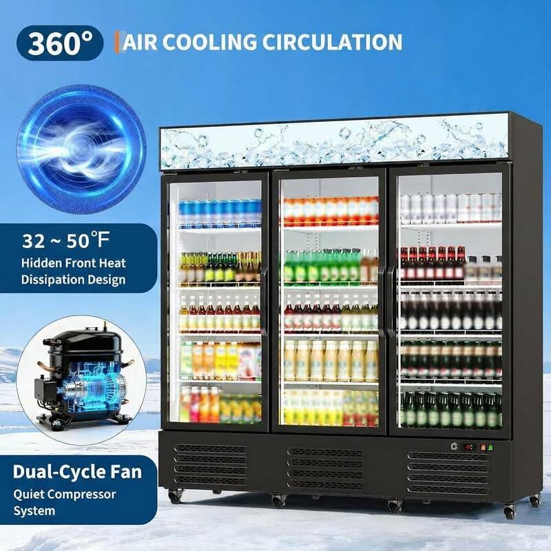 3 Glass Door Display Refrigerator, 54.3 Cu.Ft.