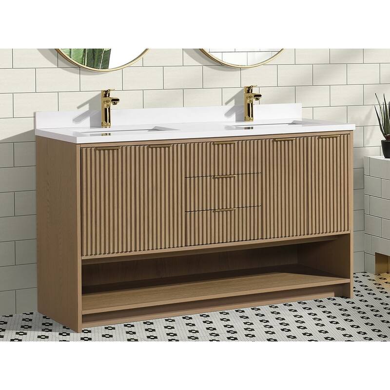 Ari Bath San Diego 55" Freestanding Bathroom Vanity Oak