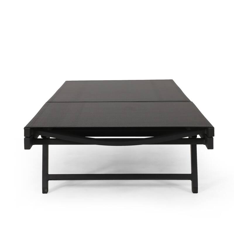 Salton Outdoor Iron Chaise Lounge with Mesh Seating (Set of 2) by Christopher Knight Home