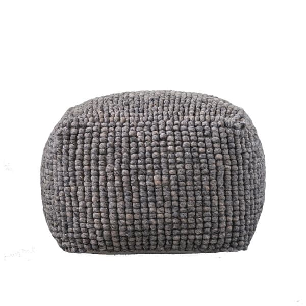 slide 7 of 8, New Zealand Wool Square Pouf Grey