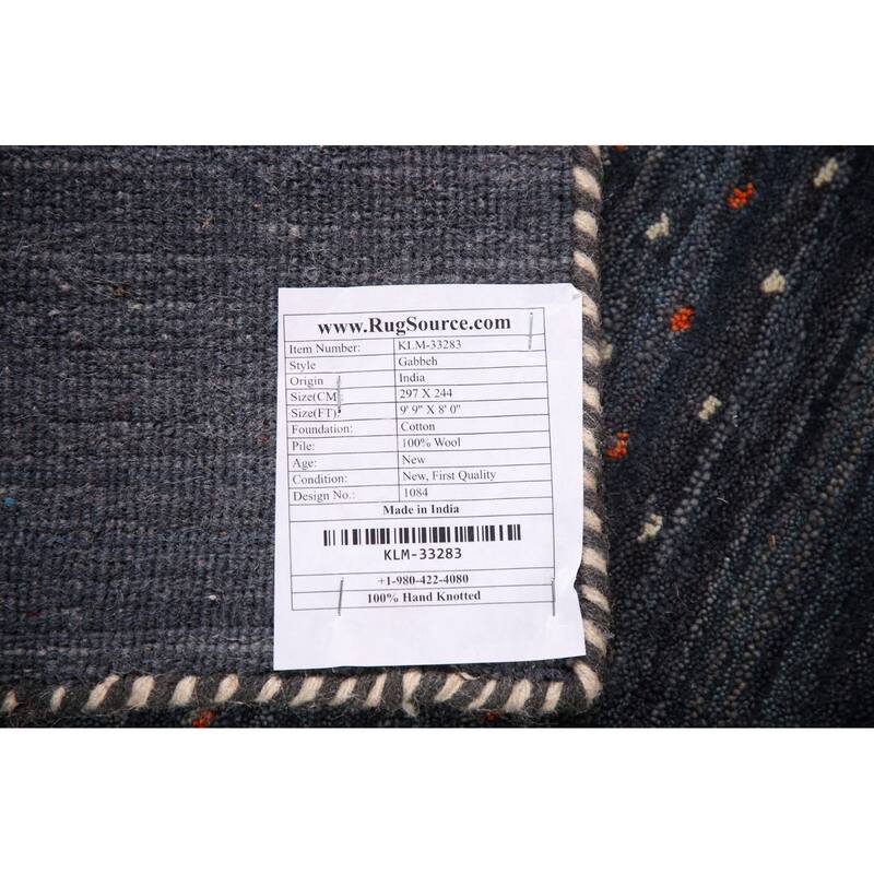 Striped Gabbeh Oriental Area Rug Handmade Wool Carpet - 8'0" x 9'9"