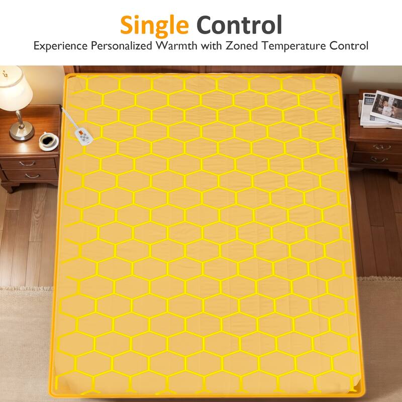 Queen Size Bed Mattress Pad with Dual Controller - White