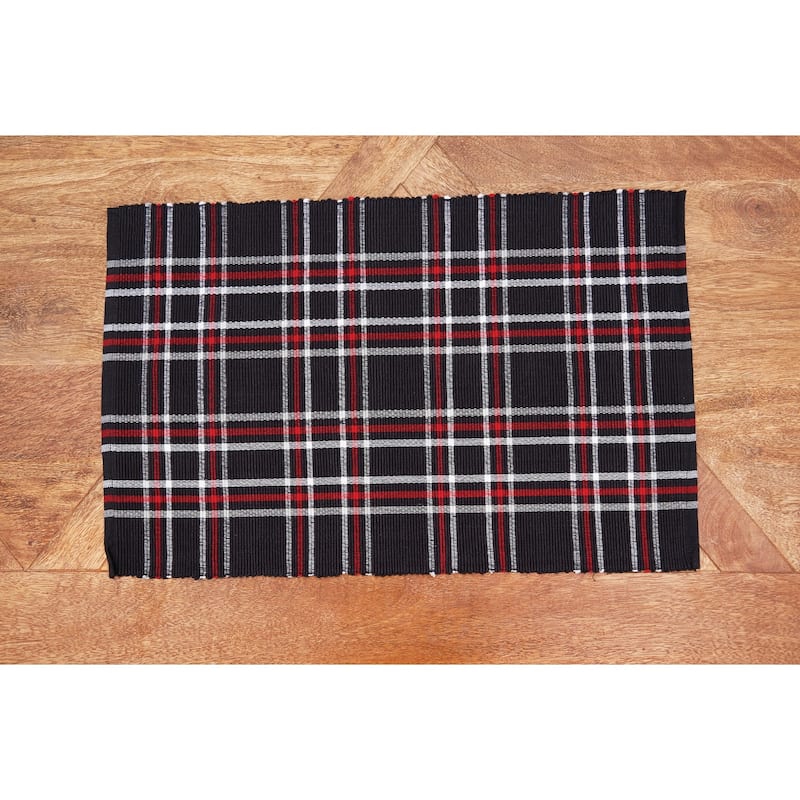 Poinsettia Plaid Woven Placemat Set of 6 - Set of 6