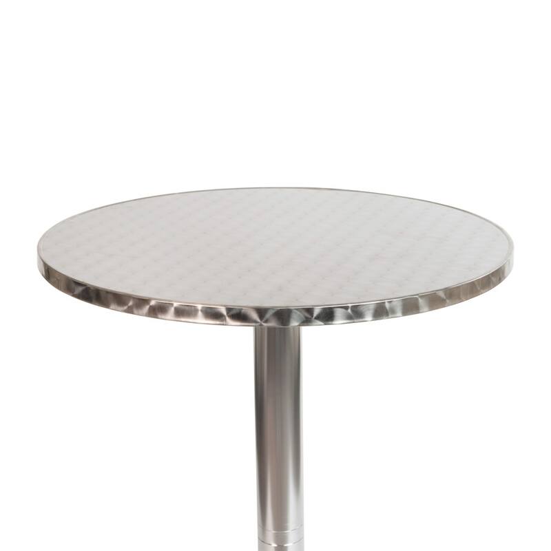 Indoor/Outdoor 23.5" Aluminum Round Bar Height Table with Cross Base