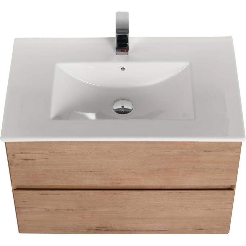 Blossom 30 Inch All Wood Wall Mounted Floating Bathroom Vanity with Sink