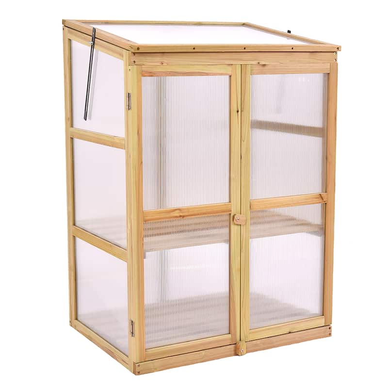 Wooden Garden Portable Greenhouse Raised Plants Protection - 30.0''x22.5''x43.0'' - 30.0''x22.5''x43.0''