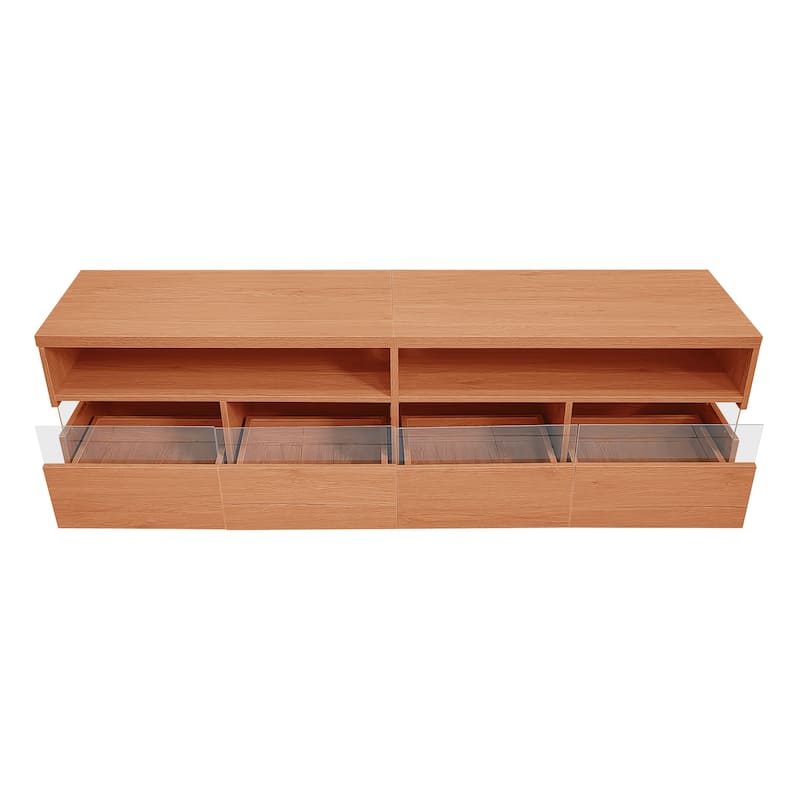 Freestanding TV Console TV Stand with 4 Drawers Media Console Table with Acrylic Transparent Storage for TVs up to 75"