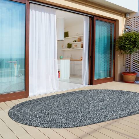 Superior Modern Rustic Bohemian Reversible Multi-Tone Braided Indoor/ Outdoor Area Rug