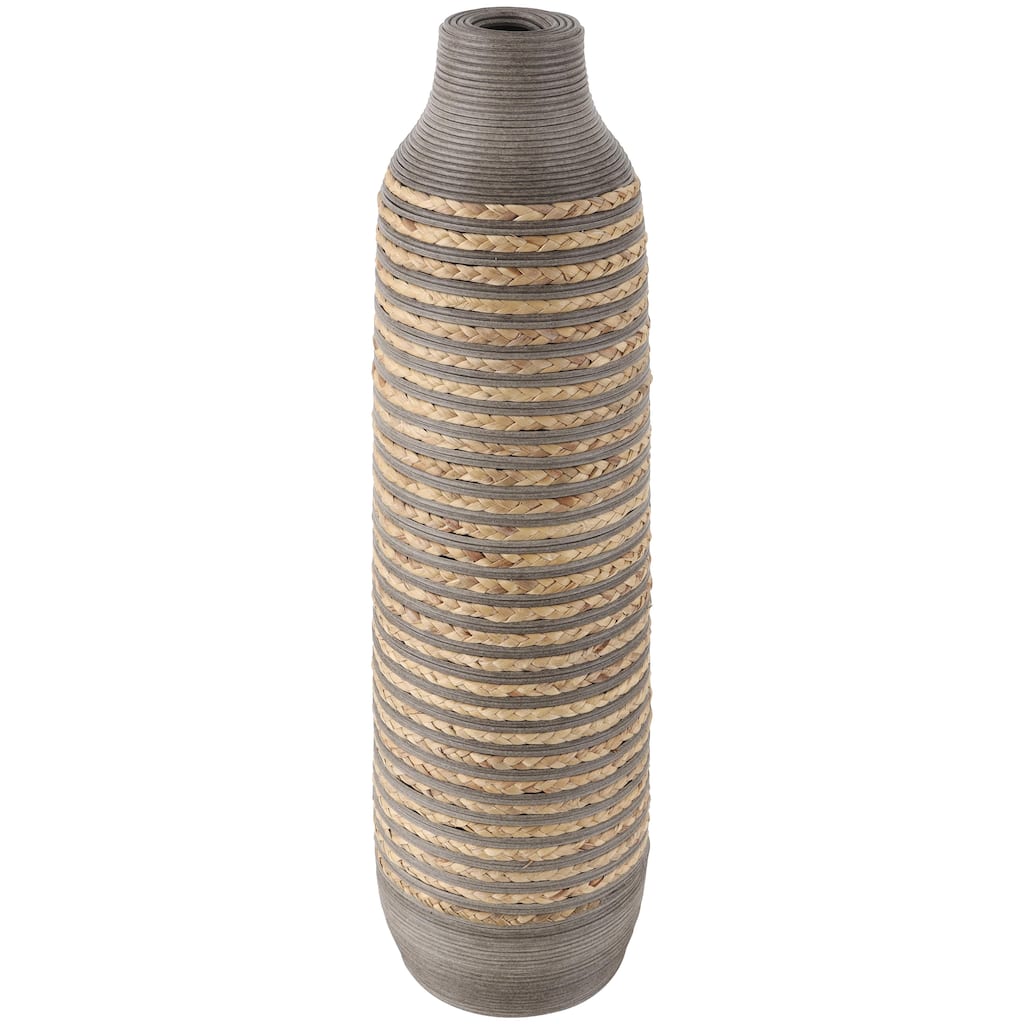 Seagrass Handmade Braided Decorative Vase with Layered Gray Paneling - Brown - Roche River Decor