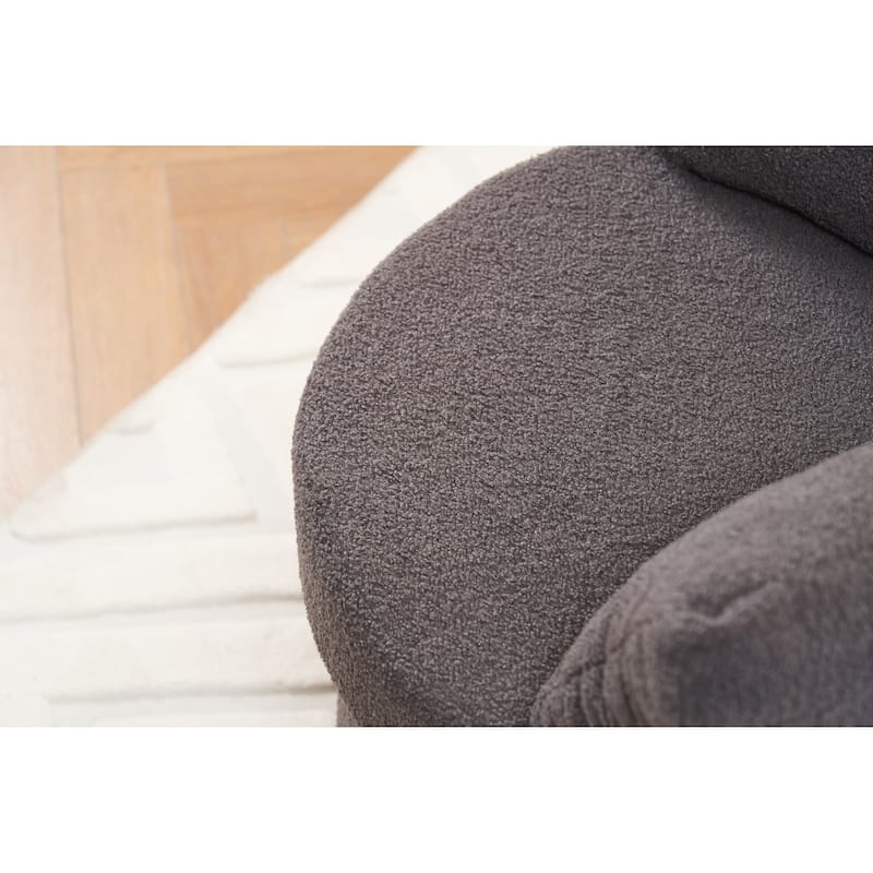 Chenille Upholstered Swivel Accent Chair, Cozy Club Chair with 2 Thorw Pillows, Oversized Lounge Armchair with Metal Base