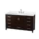 Option Espresso, Chrome Trim, White Quartz Top