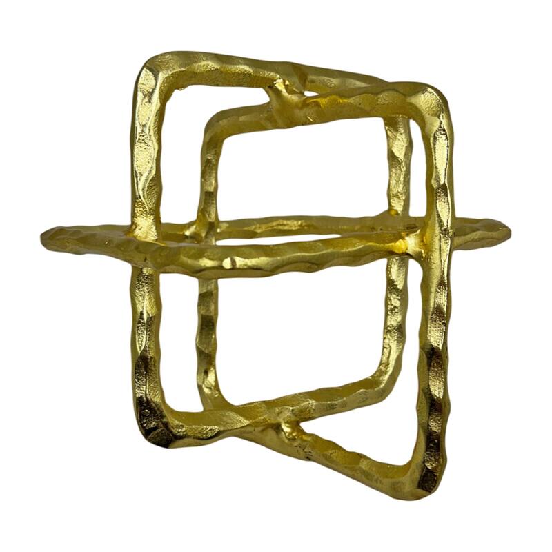 Decorative Handmade Aluminum 9 inch Square Sculpture in Gold - 9 x 9 x 9 in