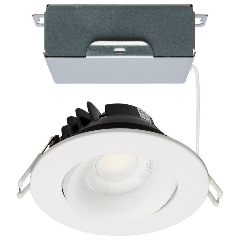 12W LED Direct Wire Downlight Gimbaled 3.5In CCT Selectable Round Remote Driver White 840L - White