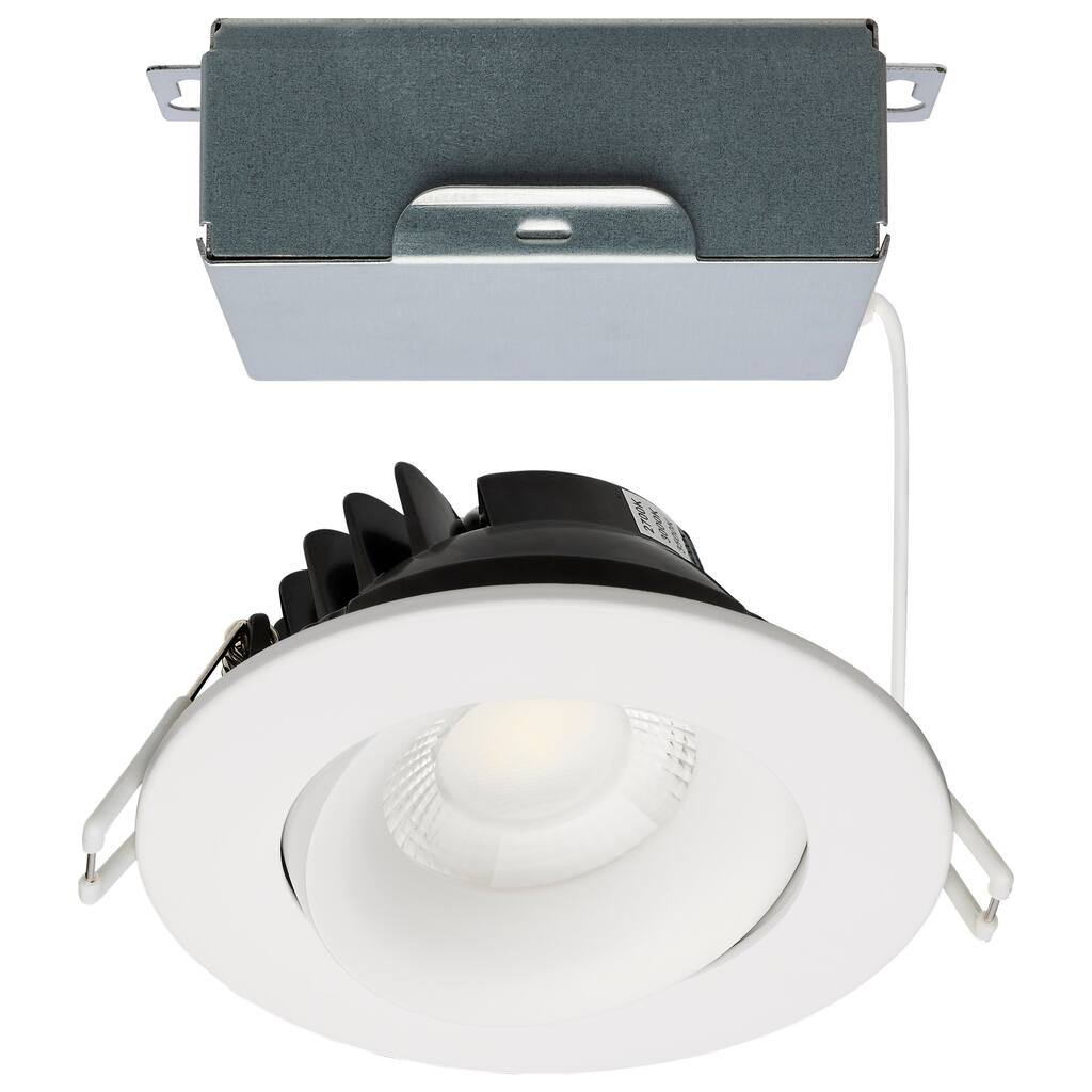 12W LED Direct Wire Downlight Gimbaled 3.5In CCT Selectable Round Remote Driver White 840L