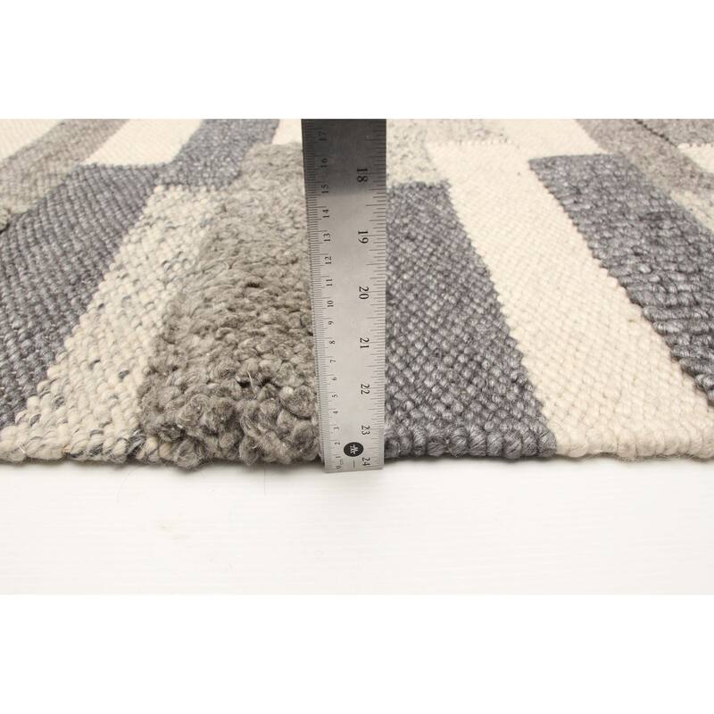 ECARPETGALLERY Braid weave Sienna Grey Wool Rug - 5'9 x 7'10