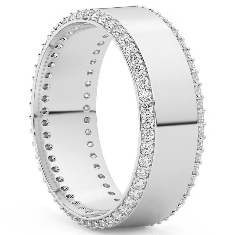 1Ct Lab Grown Diamond Ring Mens Textured Wedding 8mm Band White or Yellow Gold