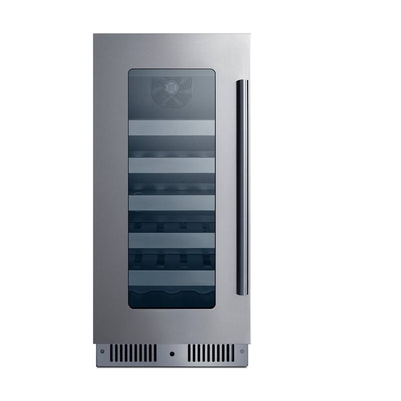 Summit CL155WC1LHD 15" Wide 20 Bottle Capacity Left Hinge Built-In - Stainless Steel
