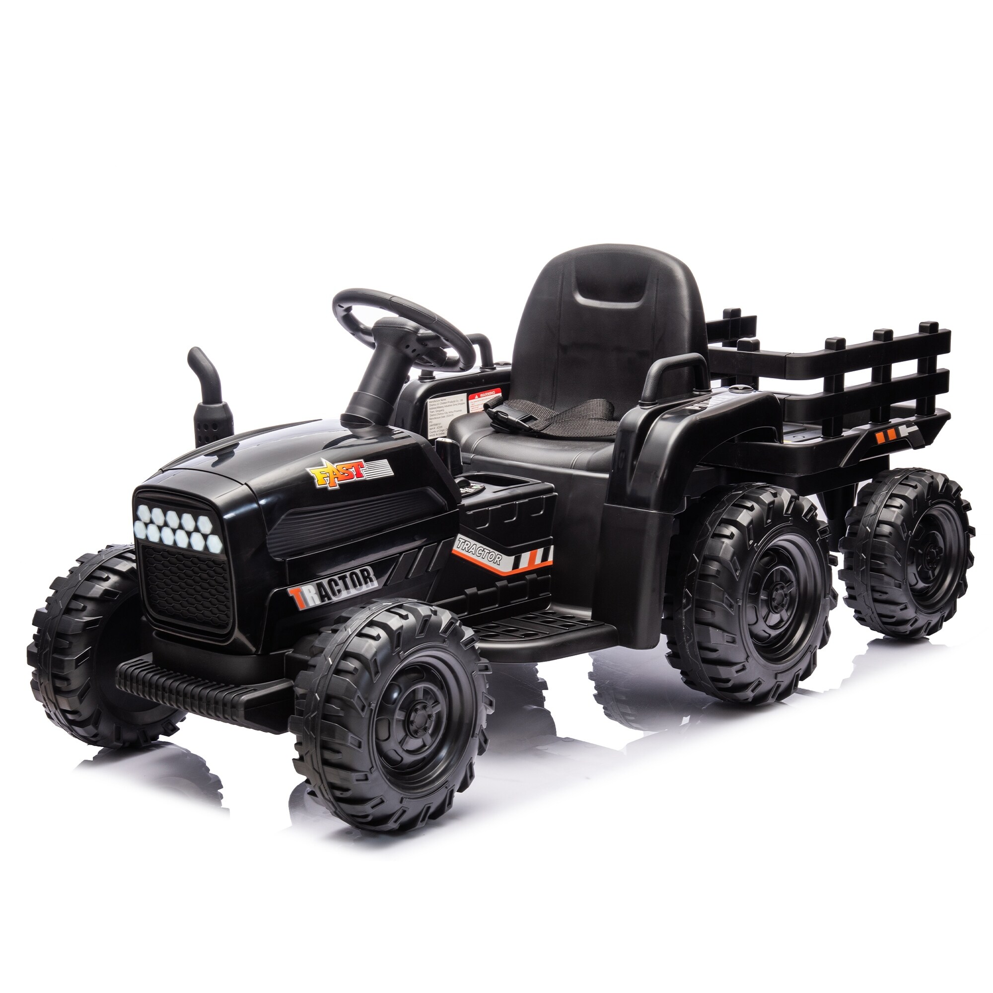 Ride on Tractor with Trailer 24V Battery Powered Electric Tractor Toy Remote Control MP3 Bluetooth