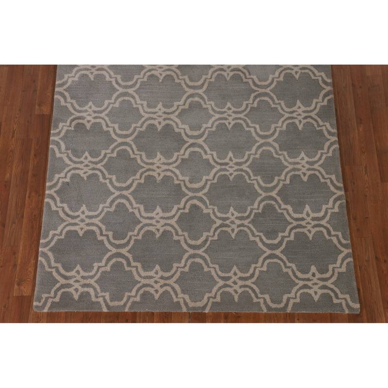 Trellis Indian Area Rug Hand-Tufted Wool Carpet - 5'0" x 8'0"