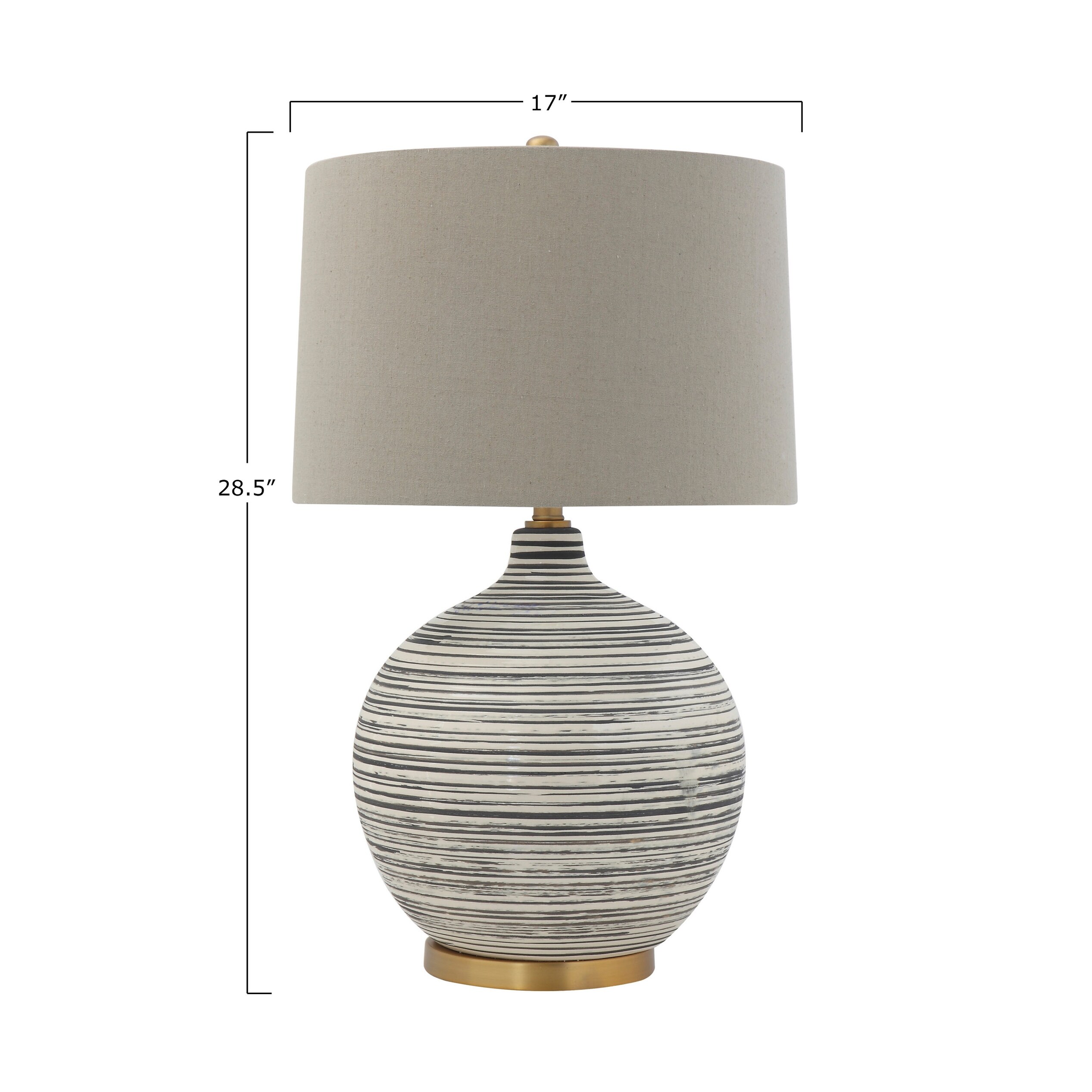 Textured Black White Striped Ceramic Table Lamp with Grey Linen Shade On Sale Bed Bath Beyond 31259445