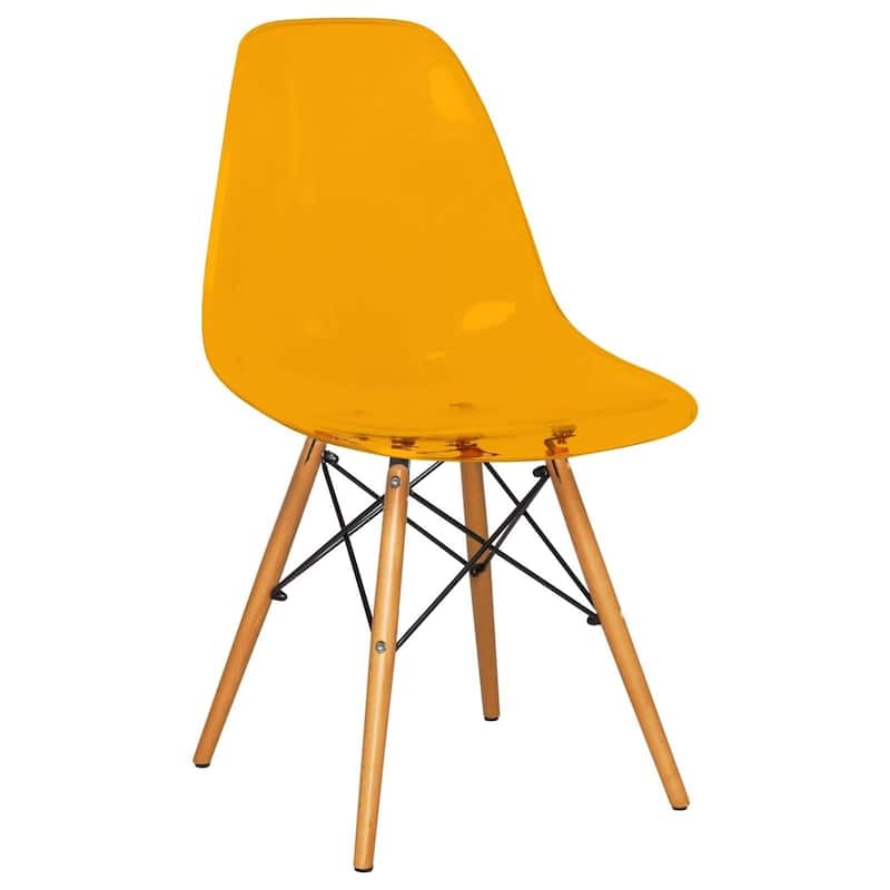 Cresco Acrylic Dining Chair in Solid Beech Wood Legs Banquet Side Chair (Set of 2) for Indoor and Outdoor - 32" Height