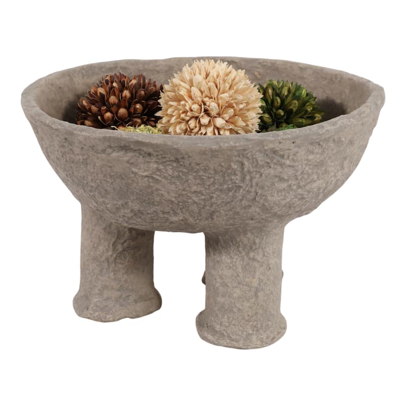 Pottery Paper Mache Bowl Stylish Unique Elevated Modern - 15.75" x 15.75" x 10.25"