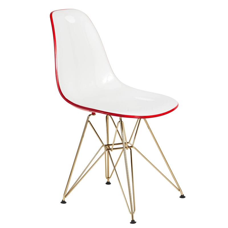 5-Piece Dining Set with 35" Round MDF Table and 4 ABS Plastic Side Chair with Gold Metal Legs