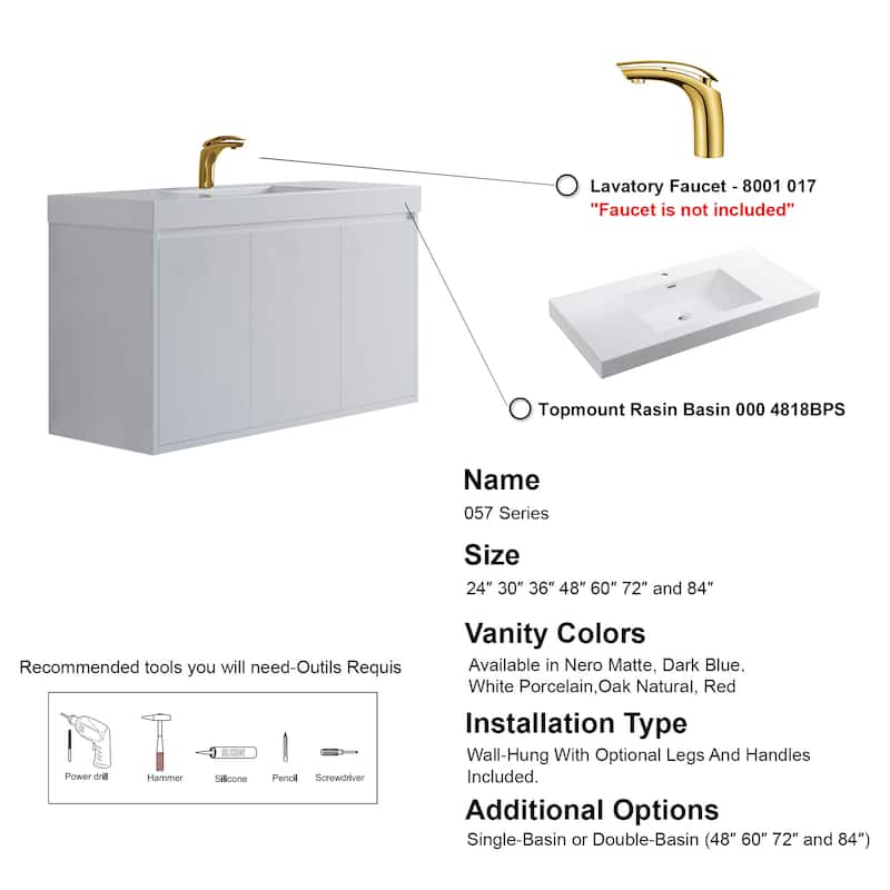 Kennan 48" Single Bathroom Vanity Set with Rectangle Legs