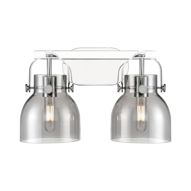 Innovations Lighting 423-2W-10-17 Pilaster II Bell Vanity Pilaster II - Polished Chrome / Plated Smoke