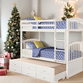 Stairway Twin over Full Bunk Bed with Storage and Guard Rail for ...