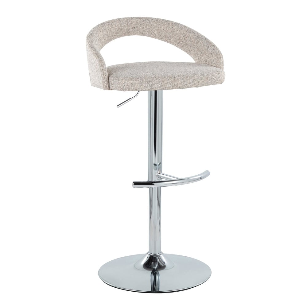 Grotto Upholstered Adjustable Barstool with Chrome Base